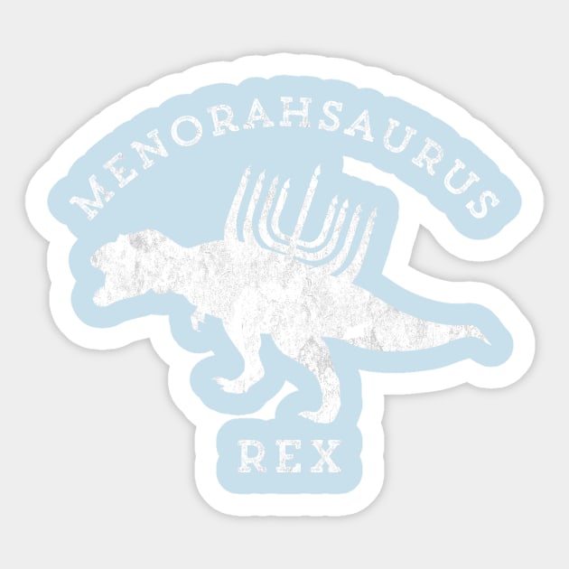 Menorahsaurus T-Rex Funny Hanukkah Jewish Dinosaur Sticker by HuntTreasures